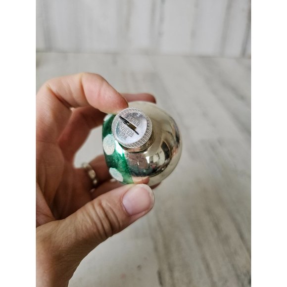 Vintage West Germany reflector mini ball ornament blue green silver Xmas tree - Picture 10 of 13